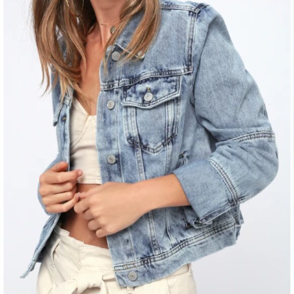 Free People Rumors Light Wash Denim Jacket XS - Picture 2 of 8